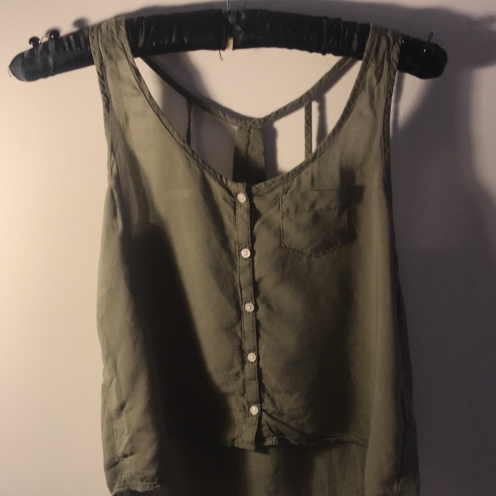 Aeropastel Cropped Button Down Tank
